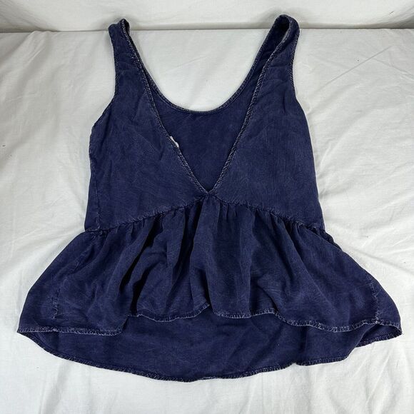 Urban Outfitters PINS & NEEDLES Women's Navy M Sleeveless Plunge Back Peplum Top - Picture 1 of 7